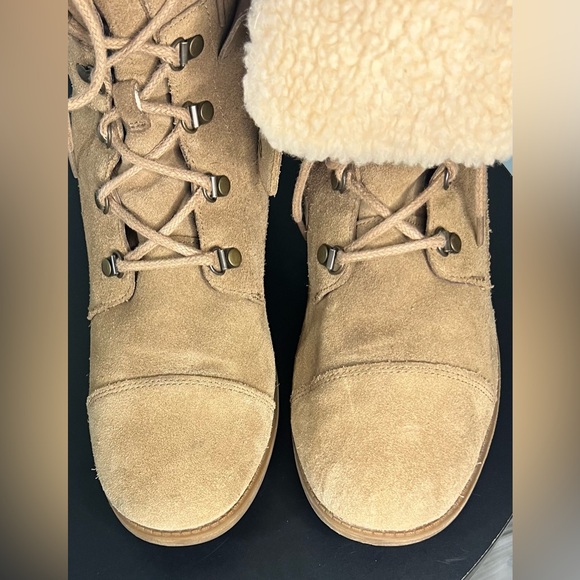 UGG AUS Gradin Lace Up Suede Wool Winter Boots Sheepskin Fur Outdoor Fold Over - Picture 9 of 16